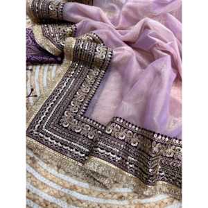 Sari de Diseñador con Bordado de Lentejuelas y Dori, Vestidos Elegantes - Product Image 6