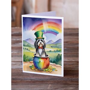 Whimsical Tibetan Terrier St Patrick's Day <b>Greeting</b> <b>Cards</b> Pack of 8 A7 Size 5x7 Blank <b>Note</b> <b>Cards</b> with Envelopes - Product Image 2