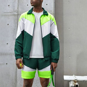 Custom <b>Wind</b> <b>Breaker</b> Tracksuit True to Size Outfit 2 Piece Set Colorblock Nylon Jacket Windbreaker Short Set Men - Product Image 4