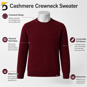 Pull en cachemire élégant pour homme, col rond, anti-plis, respirant, doux et chaud, coupe soignée, style polyvalent pour le moderne - Product Image 6