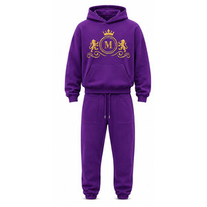 MUDASSAR APPAREL ENTERPRISES Chándal Vintage Morado para Hombre con Capucha, 100% Algodón, Logotipo Estampado, Cordón Ajustable, Tallas Grandes - Product Image 3