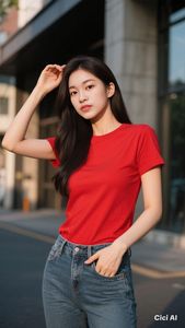 เสื้อผ้าลำลองแนวสตรีทแวร์ชายหาดพิมพ์ลายกราฟิกใหม่  รักษ์โลก  แขนสั้น  ผ้าฝ้าย 95% + ผ้าสแปนเด็กซ์ 5%  สีแดงด้านหน้า - Product Image 3