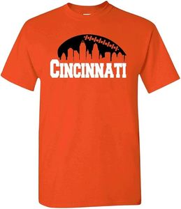 Camiseta naranja con diseño del horizonte de Cincinnati Football City, camiseta de algodón con temática deportiva, 100% algodón, talla pequeña 5XL - Product Image 1
