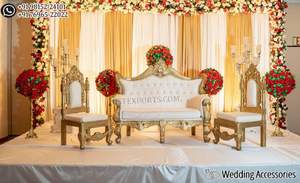 Deluxe Design Wedding Furniture <b>Sofa</b> Set Indian Wedding White <b>Gold</b> Maharaja <b>Sofa</b> Designer Wedding Stage Decoration Australia - Product Image 4