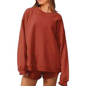Sudadera de algodón sólido con cuello simulado para mujer - Ecológica, transpirable, holgada, talla grande, estilo urbano de invierno, personalizable - Product Image 5