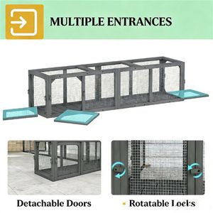 Tunnel e Recinto Grigio per Gatti da Esterno, per Piccoli Animali, Gabbia e Cuccia per Animali Domestici - Product Image 4