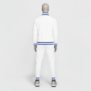 Custom <b>Men</b> <b>White</b> Tracksuit Pink Blue Striped Jogging Suits Slim Fit Sports Wear Zipper <b>Jacket</b> Pants Fleece Casual Sweat Suit - Product Image 5