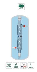 Condensadores Allihn de vidrio borosilicato 3.3 OEM BIOLAB (Condensadores de bombilla) con punta de goteo, columna de calor fundida tipo Liebig - Product Image 3