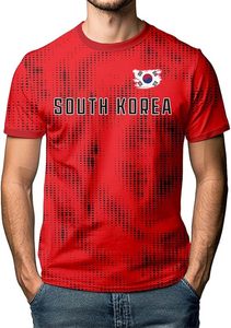 Camiseta de Fútbol de Corea del Sur para Hombre, Personalizada, Roja, con Estampado de Transferencia Térmica, Absorbente de Humedad, Antibacteriana, con Estampado de Leopardo, Cuello Redondo - Product Image 2