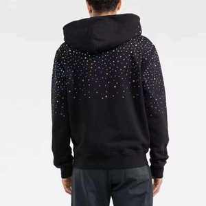 เสื้อฮู้ดดี้ผู้ชายแบบพรีเมียมสั่งทำพิเศษ ประดับด้วยคริสตัล ผ้าฝ้ายฟลีซ ทรงปกติ สไตล์ลำลอง สตรีทแวร์ รับผลิตแบบ OEM ขายส่งจากโรงงานในสหรัฐอเมริกา - Product Image 5