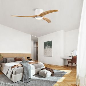 Ventilatore da Soffitto con Pale in Legno Massello da 52 Pollici, Telecomando, Luce, Motore Silenzioso Reversibile a 6 Velocità per Patio, Soggiorno, Camera da Letto - Product Image 4