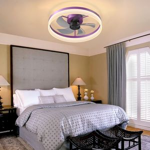Ventilatori da Soffitto LED Moderni con Luci Dimmerabili e Design Sottile per Installazione a Incasso Colore Viola - Product Image 4