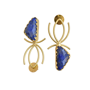 Pendientes de Piedra Preciosa de Lapislázuli Natural, Ligeros, Hechos a Mano, de Latón Chapado en Oro, Joyería de Moda - Product Image 4