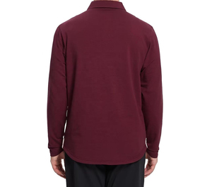 Men's Long Sleeve <b>Polo</b> <b>Shirt</b> Solid Color Knitted <b>Pocket</b> Casual Style Maroon - Product Image 5