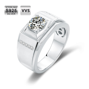 Iced Out Hip Hop Gold Plated Sterling <b>Silver</b> 1ct Lab Grown Diamond Engagement Ring VVS1 for <b>Men</b> - Product Image 1