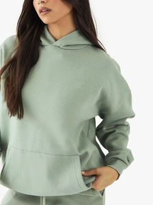 Nueva Llegada 2026 Sudadera con Capucha Oversize para Mujer, Color Sólido, Tejido de Algodón y Bambú, Transpirable, para Otoño, Largo Regular - Product Image 4