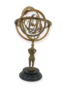 Globe armillaire détaillé de style vintage avec anneaux rotatifs en laiton, globe terrestre céleste pour décoration de bureau - Product Image 3