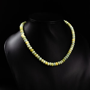 Collar de cuentas redondas lisas de ópalo verde natural de 7x8 mm, collar de piedra de ópalo, joyería de moda al por mayor, collar elegante para mujer - Product Image 5