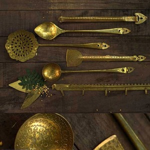 <b>Vintage</b> Brass <b>Cutlery</b> Set of 4 Pieces Spoon Fork Knife Elegant Design Dining Utensils - Product Image 3