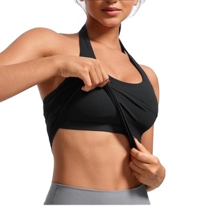 Soutien-gorge de sport respirant pour femme avec logo personnalisé, rembourré, long, style halter, haut de yoga, vêtements de sport - Product Image 2