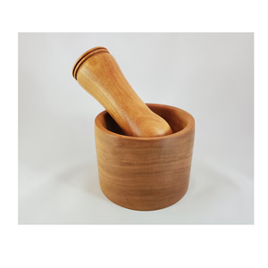 Mortier et pilon manuels en bois massif naturel 167 ml, écologiques, pour herbes et épices - Product Image 1