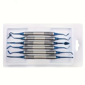 Juego de Instrumentos Quirúrgicos Dentales de 12 Piezas, Azules y Chapados en Oro, con Empuñadura Moleteada, Herramientas Manuales para Cirugía Oral Clase I - Product Image 4