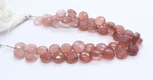 Cuarzo Rosa Natural Facetado en Forma de Corazón, Briolette de 8 Pulgadas, Cuentas de Cuarzo Rosa de 9-10MM, Venta al Por Mayor - Product Image 2