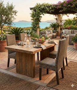 Chaise de salle à manger en rotin naturel, dossier haut, sans accoudoirs, pieds en bois, pour hôtel, restaurant, cuisine, café, meubles tissés à la main - Product Image 6