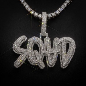 จี้ห้อยคอฮิปฮอปทันสมัยชุบโรเดียมพร้อมตัวอักษรชื่อสั่งทำประดับโมอิสซาไนต์ เงินแท้ 925 - Product Image 4