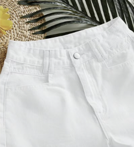 <b>Women's</b> <b>White</b> Denim <b>Shorts</b> Mid Rise Casual Jean Jorts Frayed Hem Summer Bottoms - Product Image 3