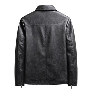 All-New Premium Quality Coated Woven Stand Collar Men's Autumn <b>Leather</b> Varsity <b>Jacket</b> Custom Plus Size Front Hooded Pockets - Product Image 4
