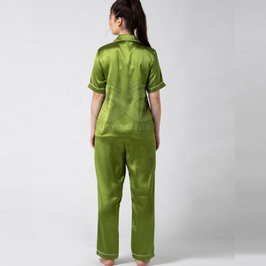 Ensemble de vêtements de détente en satin de qualité supérieure pour femmes, pyjama deux pièces, chemise et pantalon, vêtements décontractés pour la maison - Product Image 3