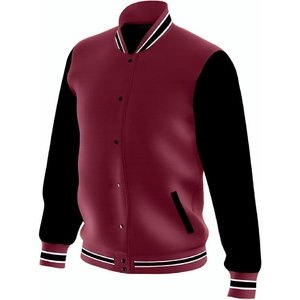 Veste varsity bordeaux pour homme, manches noires, style letterman, veste bomber de baseball bicolore, veste athlétique, veste varsity Pakistan. - Product Image 1