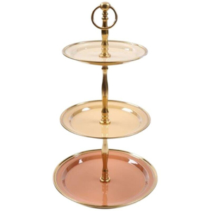 Elegante soporte de acero inoxidable de 3 niveles para pasteles, soporte redondo para exhibir postres, bandeja metálica para servir en bodas, fiestas y buffets. - Product Image 2
