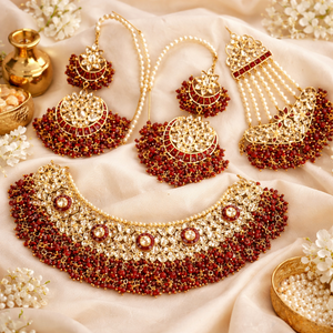 Indian Royal Kundan Gold Plated Classic Bridal Engagement Wedding Party Jewelry <b>Set</b> <b>Women</b> Trendy Latest Crystal Rhinestone - Product Image 2