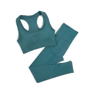 Green 2 Piece Yoga Set Convertible Straps Stand Neck <b>Crop</b> <b>Top</b> High Waist Shorts Seamless Four-Way Stretch Digital Print - Product Image 1