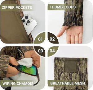 Sudadera con Capucha y Máscara para Hombre, Manga Larga, Protección Solar UV UPF 50+, Camisa de Pesca con Camuflaje - Product Image 6