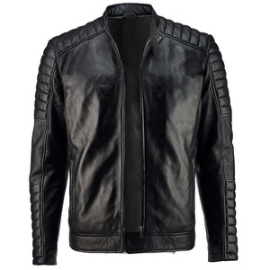 แจ็คเก็ตหนังทรงบอมเบอร์ขอบเย็บลายควิลท์ - Product Image 1