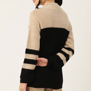Pull en maille décontracté à col roulé pour femme, manches longues, côtelé, boutonné sur le devant, anti-boulochage, pour l'automne - Product Image 6