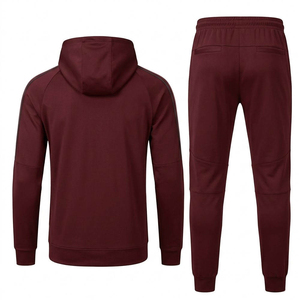 Survêtement à capuche pour homme personnalisable, couleur unie marron, coupe longue, décontracté, avec poches latérales, fermeture à cordon, en polyester - Product Image 5