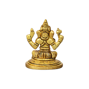 Escultura de Ganesha en Latón Dorado, Figura Hecha a Mano, Decoración Religiosa Tradicional para Mesa de Hogar u Oficina - Product Image 4