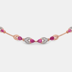 Rose Gold Plated <b>Choker</b> Necklace With Marquise Cut Diamonds And Pink Gemstones Plant Pattern Women's Luxury Jewelry - Product Image 2