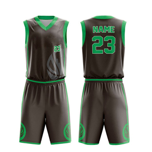 Ensemble d'uniformes de basket-ball personnalisés, noir et vert, impression par sublimation, jersey unisexe en polyester respirant pour adultes avec numéro 23 - Product Image 2