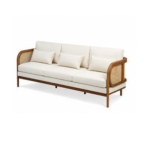 Sofá Moderno de 3 Plazas de Madera de Teca Sólida con Mimbre Tejido para Exteriores, Patio, Jardín, Hotel, Resort - Product Image 2