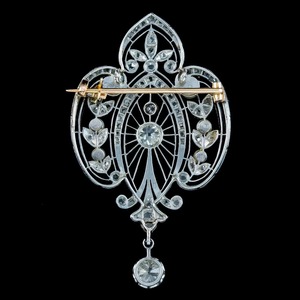 Broche Antique Édouardienne Française Belle Époque en Argent 925 avec Diamant de Laboratoire 2 Carats Sertie à Griffes Certifiée IGI – Cadeau de Mariage pour Femme et Homme - Product Image 2