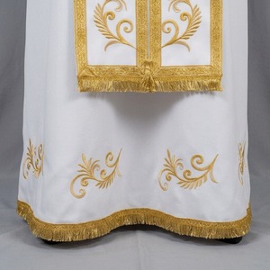 Vestimenta Eclesiástica Blanca Personalizada de Manga Larga con Bordado, Túnica Formal con Cuentas, Vestido Formal para Sacerdote con Bordado de Hilo Metálico, Unisex para Adultos - Product Image 3