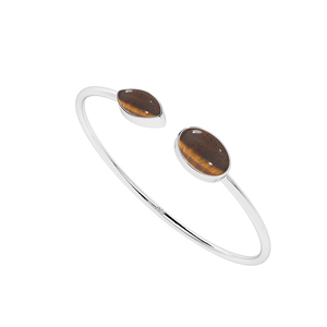 Premium 925 Sterling Silver High Finish Trendy Adjustable Bezel Set Tiger Eye Oval Marquise Shape Twister <b>Bracelet</b> Gift Women - Product Image 1