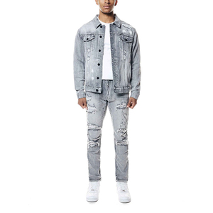 Wholesale Custom Men's Long Sleeve Plus Size <b>Denim</b> <b>Jacket</b> <b>with</b> Front Logo Breathable High Quality Cotton for Outdoor Use - Product Image 3