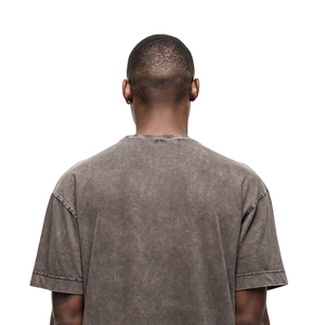 Camiseta Ligera para Hombre con Lavado Ácido, Logotipo Personalizado Impreso, Estilo Casual Largo, Corte Regular, Tejido de Punto, 100% Algodón, Venta al Por Mayor, Nueva - Product Image 3