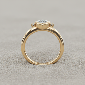 Anillo de compromiso Stonewels con diamantes engastados en bisel de pera y tiara, oro de 14k |   Certificado de Cultivo en Laboratorio |   Propuesta de Matrimonio Romántica con Corona de Halo de Lujo - Product Image 5